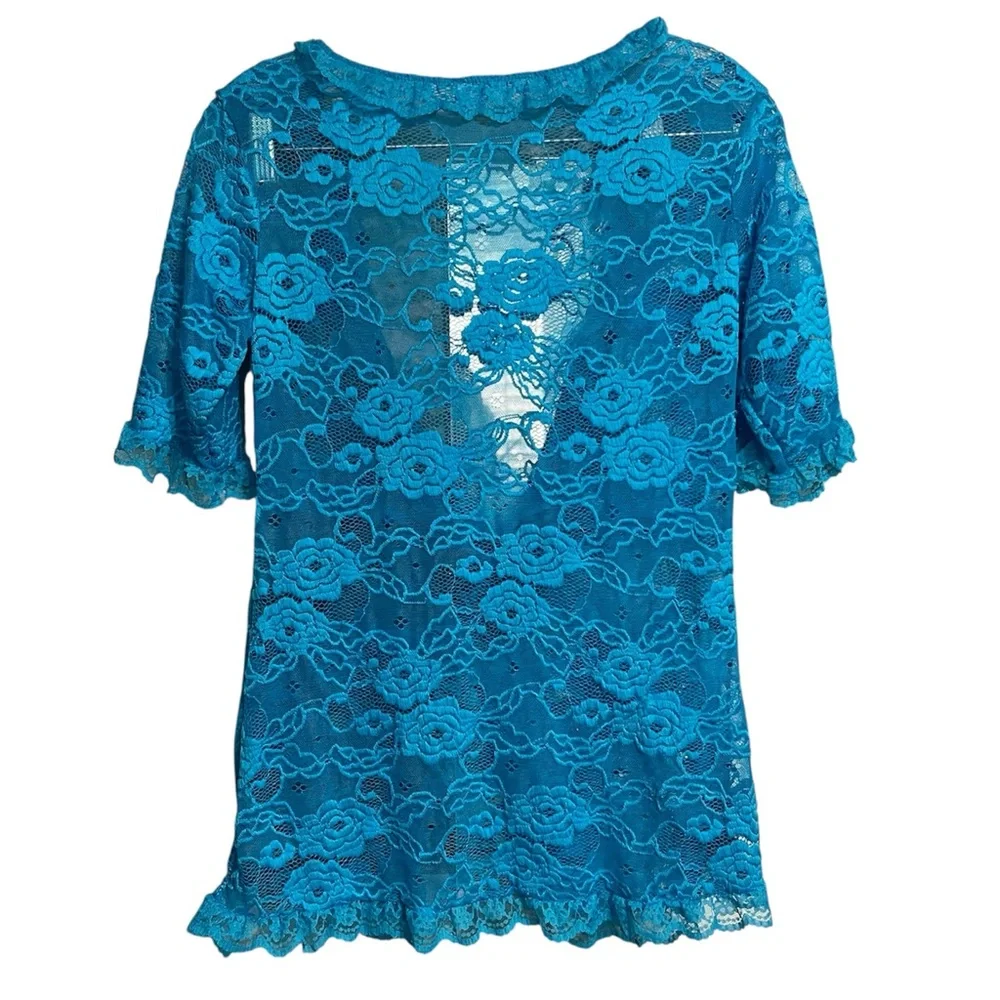 G World Intimates New Laced Robe Women Blue One Size 3/4 Sleeve